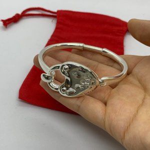 UNO de 50 Bracelet - Heart Lock Hinged Bracelet Silver-Plated Bead  Unisex